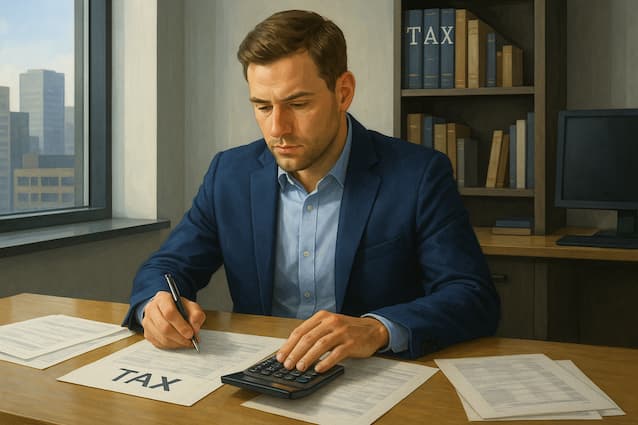 Muškarac izračunava porez za iznajmljivače